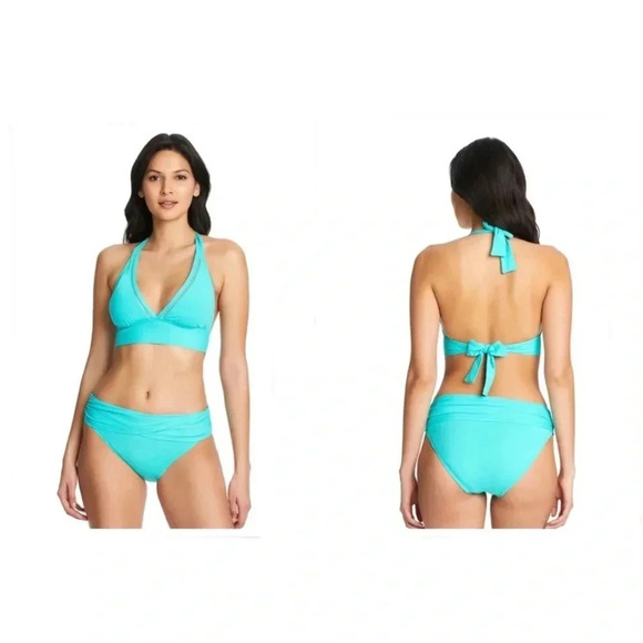 Bleu Rod Beattie V-Neck Banded Halter Bikini Top and Bikini Bottom - Picture 1 of 11